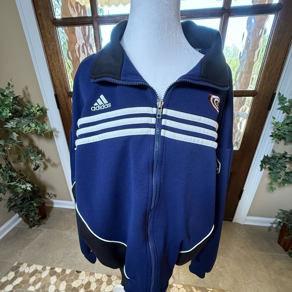 France Training Soccer Jacket With Zipped Front Navy Blue Adidas 98 Mens Large